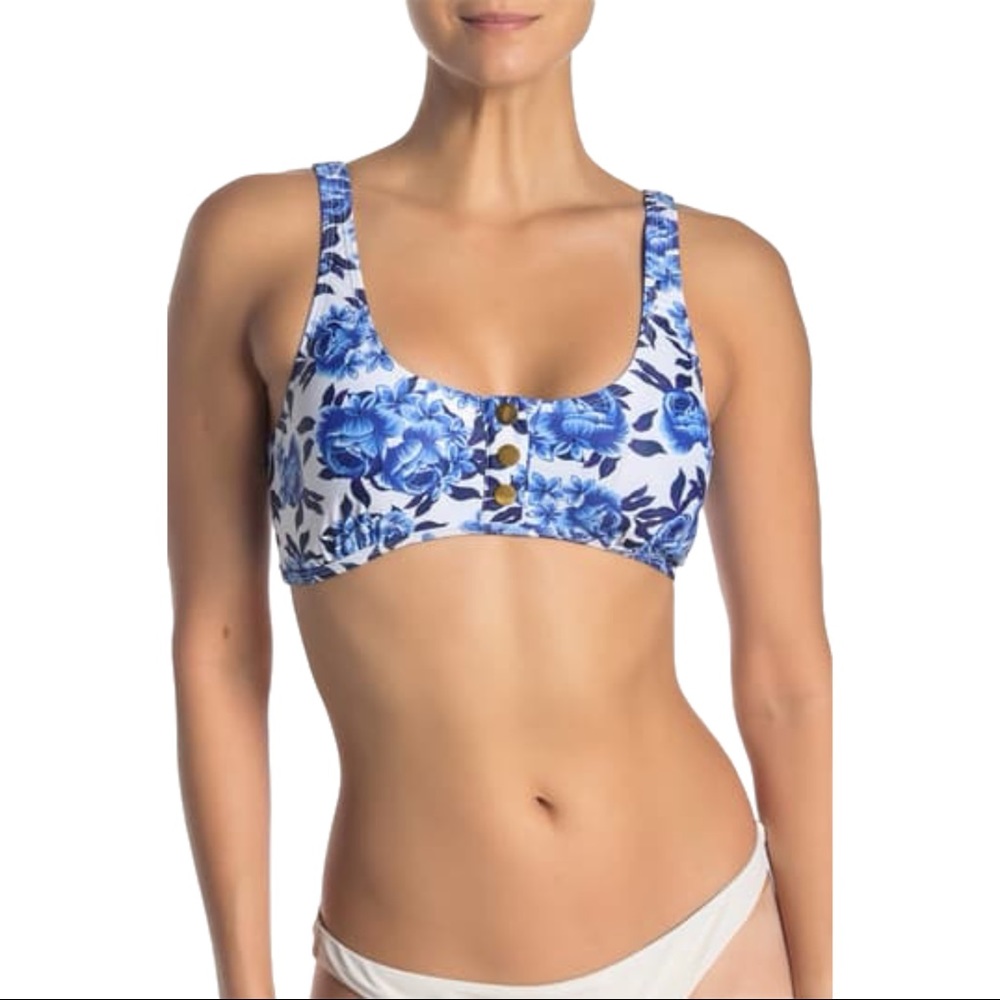Nicole Miller NWT Over The Shoulder Bikini Top L